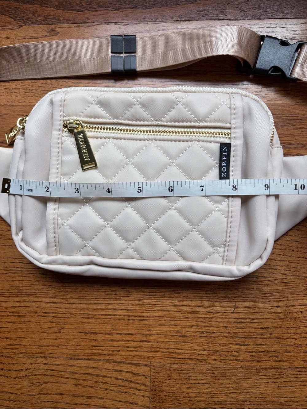 ZORFIN Quilted Fanny Pack / Belt Bag Crossbody Bag with Gold Zip.New without tag - Picture 3 of 9